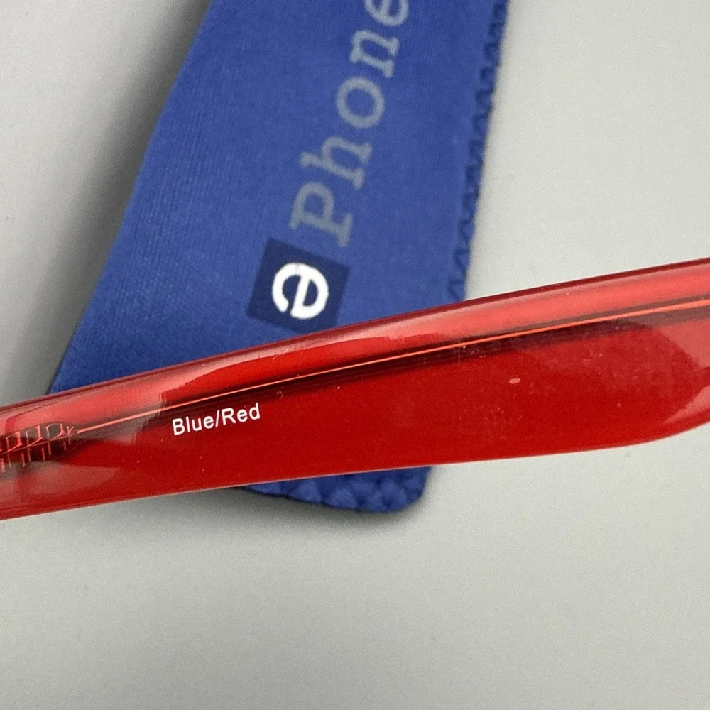 E Phonetic Computer Eyewear Blue/Red - FDA Registered, UVA/UVB Protection /Box